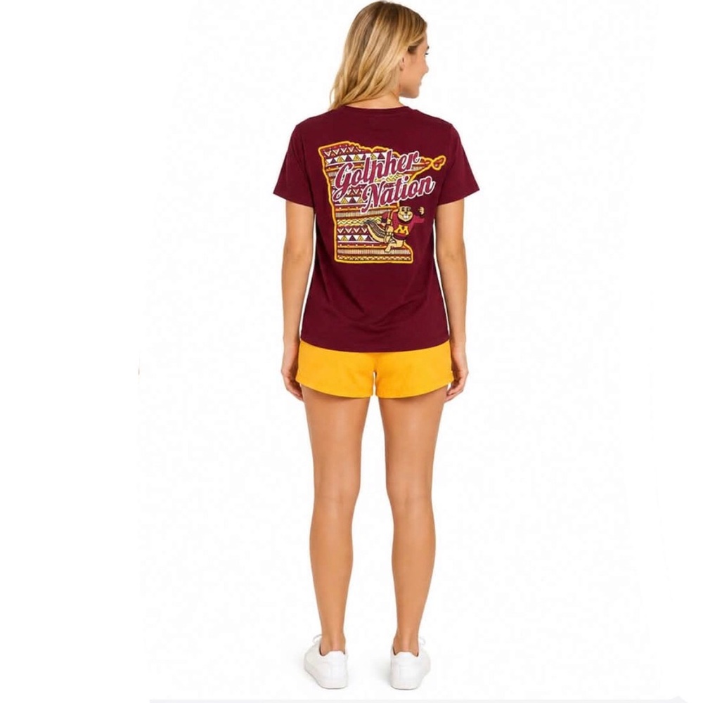 Minnesota Womens T Shirt Size Large Golden Gopher Nation Front & Back Logo New